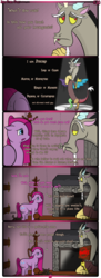 Size: 1245x3403 | Tagged: safe, artist:underwoodart, discord, pinkie pie, oc, oc:kumquat, pony, timber wolf, ask pink-pony, g4, comic, pinkamena diane pie, sign