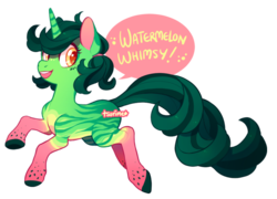 Size: 616x443 | Tagged: safe, artist:tsurime, oc, oc only, oc:watermelon whimsy, simple background, solo, transparent background