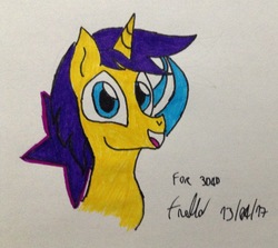 Size: 1909x1703 | Tagged: safe, artist:frollo7797, comet tail, g4, drawing, male, solo, traditional art