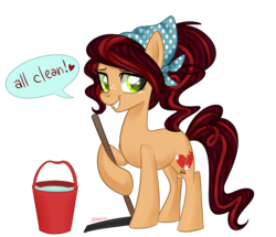 Size: 4129x3553 | Tagged: safe, artist:kaikururu, oc, oc only, oc:dream sweeper, earth pony, pony, bucket, female, high res, mare, solo