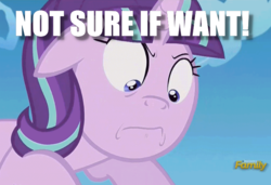 Size: 683x466 | Tagged: safe, screencap, starlight glimmer, pony, g4, the cutie re-mark, faic, frown, image macro, meme, not sure if want