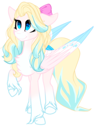Size: 639x838 | Tagged: safe, artist:symphstudio, oc, oc only, oc:sweet song, pegasus, pony, bow, female, hair bow, mare, raised hoof, simple background, solo, transparent background