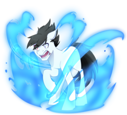 Size: 3368x3048 | Tagged: safe, artist:mylittlesheepy, oc, oc only, oc:tobias, angry, aura, blank flank, heterochromia, high res, male, solo, teeth