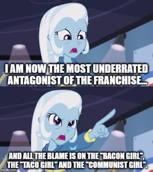 Size: 500x560 | Tagged: safe, trixie, equestria girls, g4, my little pony equestria girls: rainbow rocks, image macro, meme, trixie yells at everything