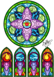 Size: 1240x1748 | Tagged: safe, artist:h-stallionwolf, changedling, changeling, changeling egg, egg, stained glass, stained glass effect, window, wings