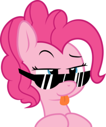 Size: 3763x4500 | Tagged: safe, artist:pabbley, artist:slb94, pinkie pie, g4, :p, absurd resolution, bust, cute, deal with it, diapinkes, female, portrait, simple background, solo, sunglasses, tongue out, transparent background, vector