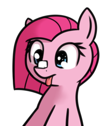 Size: 536x612 | Tagged: safe, artist:neuro, pinkie pie, earth pony, pony, g4, cute, cuteamena, female, mare, pinkamena diane pie, silly, simple background, solo, sugarcube, tongue out, transparent background, treat on nose