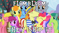 Size: 1088x612 | Tagged: safe, edit, edited screencap, screencap, amethyst star, apple bloom, berry punch, berryshine, carrot top, cherry berry, cloud showers, daisy, flim, flower wishes, golden harvest, meadow song, minuette, sassaflash, sea swirl, seafoam, sparkler, spring melody, sprinkle medley, earth pony, pony, unicorn, g4, season 2, the super speedy cider squeezy 6000, age difference, caption, female, filly, flimbloom, foal, image macro, kissing, male, mare, meme, shipping, stallion, text, unbrella drops