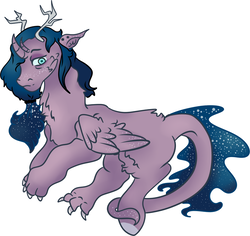 Size: 1024x968 | Tagged: safe, artist:bewarethemusicman, oc, oc only, oc:blue moon, draconequus, hybrid, interspecies offspring, next generation, offspring, parent:discord, parent:princess luna, parents:lunacord