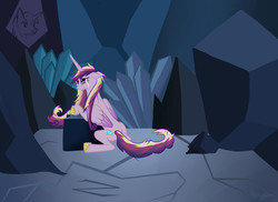 Size: 2333x1696 | Tagged: safe, artist:verypen, princess cadance, alicorn, pony, g4, crying, crystal caverns, female, mare, solo