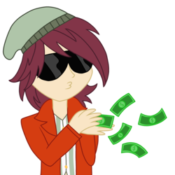 Size: 3135x3133 | Tagged: safe, artist:mlprocker123, normal norman, equestria girls, g4, beanie, clothes, dollar, duckface, hat, high res, male, money, simple background, solo, sunglasses, transparent background