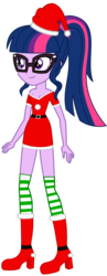 Size: 1152x2957 | Tagged: safe, artist:kevintoons915, sci-twi, twilight sparkle, equestria girls, g4, clothes, cute, female, glasses, hat, santa hat, simple background, solo, transparent background, twiabetes, vector