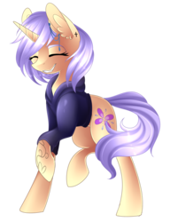 Size: 1930x2508 | Tagged: safe, artist:scarlet-spectrum, oc, oc only, oc:lilac, pony, unicorn, clothes, cute, eyes closed, hoodie, simple background, solo, transparent background