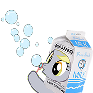 Size: 192x192 | Tagged: source needed, safe, derpy hooves, pegasus, pony, g4, blowing bubbles, bubble, female, mare, milk carton, picture for breezies, silly, simple background, solo, transparent background, wat