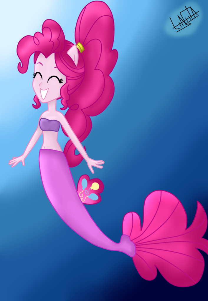 #1411063 - safe, artist:liniitadash23, pinkie pie, mermaid, equestria ...