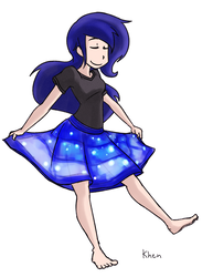 Size: 850x1100 | Tagged: safe, artist:kprovido, princess luna, human, g4, barefoot, clothes, cute, eyes closed, feet, female, human coloration, humanized, shirt, simple background, skirt, skirt lift, smiling, solo, t-shirt, white background