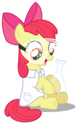 Size: 1855x3000 | Tagged: safe, artist:brony-works, apple bloom, earth pony, pony, g4, twilight time, clothes, female, goggles, lab coat, simple background, sitting, solo, transparent background, vector