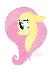 Size: 1536x2048 | Tagged: safe, artist:sherbertberrybear, fluttershy, pony, g4, bust, crying, female, floppy ears, looking down, portrait, profile, sad, simple background, solo, teary eyes, transparent background