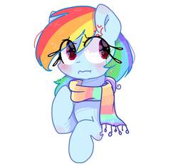 Size: 1919x1790 | Tagged: safe, artist:windymils, rainbow dash, pegasus, pony, blushing, clothes, cross-popping veins, cute, dashabetes, female, heart eyes, looking away, looking sideways, mare, scarf, simple background, solo, white background, wingding eyes