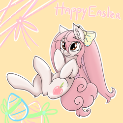 Size: 2000x2000 | Tagged: safe, artist:saralien, oc, oc only, oc:miwako, rabbit, bow, cute, easter, female, high res, solo