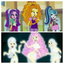 Size: 1024x1024 | Tagged: safe, edit, edited screencap, screencap, adagio dazzle, aria blaze, sonata dusk, equestria girls, g4, my little pony equestria girls: rainbow rocks, comparison, samurai jack, the dazzlings