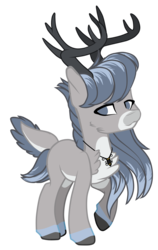 Size: 949x1501 | Tagged: safe, artist:symphstudio, oc, oc only, deer pony, hybrid, original species, pony, commission, female, looking back, mare, raised hoof, simple background, smiling, solo, transparent background