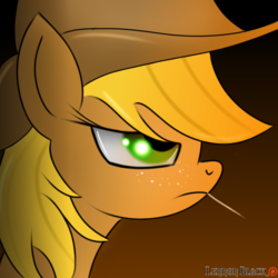 Size: 1000x1000 | Tagged: safe, artist:lennonblack, applejack, earth pony, pony, g4, bust, female, gradient background, portrait, solo, straw in mouth, toothpick