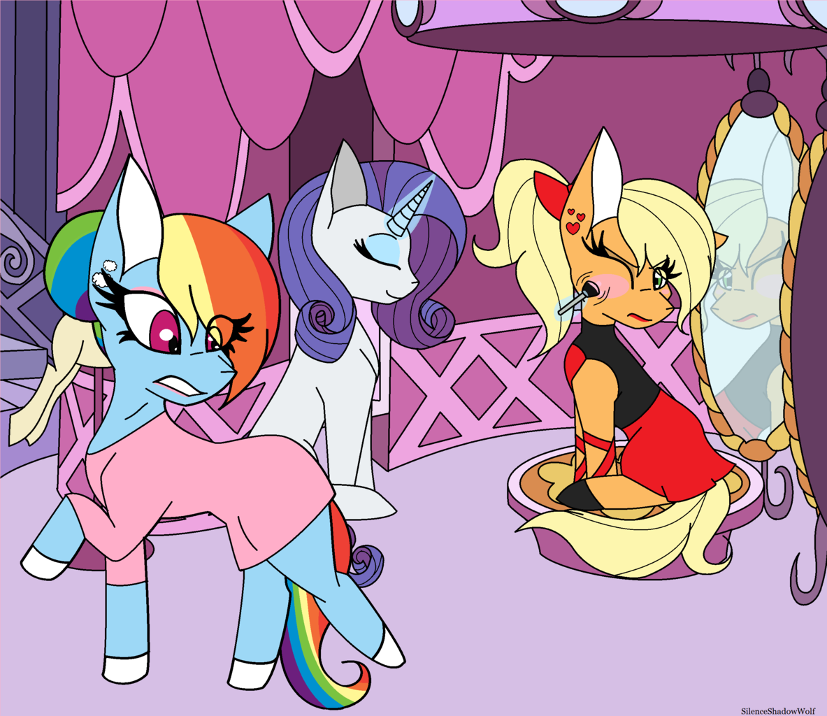 #1411347 - safe, artist:silenceshadowwolf, applejack, rainbow dash ...
