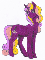 Size: 2573x3378 | Tagged: safe, artist:breadworth, oc, oc only, oc:sugarfluff, pony, unicorn, female, high res, mare, solo, traditional art