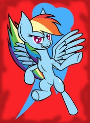 Size: 2913x4000 | Tagged: safe, artist:enzomersimpsons, rainbow dash, pony, g4, bipedal, cutie mark background, female, flying, solo