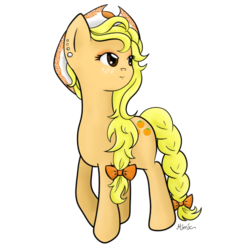 Size: 728x728 | Tagged: safe, artist:mimicproductions, oc, oc only, oc:orangejack, earth pony, pony, bow, braided tail, cowboy hat, ear piercing, earring, eyeshadow, female, freckles, hat, jewelry, makeup, mare, piercing, simple background, solo, transparent background