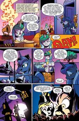 Size: 995x1529 | Tagged: safe, artist:andy price, idw, princess celestia, princess luna, alicorn, owl, pony, friends forever #38, g4, my little pony: friends forever, spoiler:comic, castor and pollux, female, mare, preview, record player