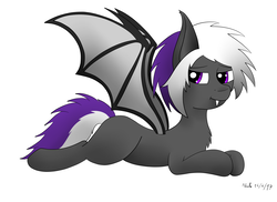 Size: 3507x2550 | Tagged: safe, artist:nacle, oc, oc only, oc:nightwalker, bat pony, pony, female, high res, lying down, solo