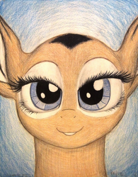 Size: 1068x1372 | Tagged: safe, artist:thefriendlyelephant, oc, oc only, oc:celta, antelope, impala, animal in mlp form, bust, lidded eyes, looking at you, portrait, smug, solo, traditional art