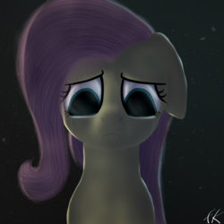 Size: 3000x3000 | Tagged: safe, artist:facelesssoles, fluttershy, pony, g4, bust, crying, dark, female, floppy ears, high res, looking down, night, portrait, sad, solo, teary eyes, wavy mouth