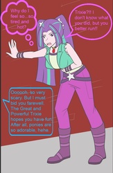 Size: 832x1277 | Tagged: safe, artist:jonfawkes, artist:jrain9110, part of a set, aria blaze, equestria girls, g4, boots, breasts, dialogue, female, hand on belly, heat, high heel boots, human coloration, human to pony, implied trixie, jewelry, offscreen character, part of a series, pendant, revenge, solo, speech bubble, thought bubble, transformation, transformation sequence