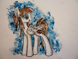 Size: 4320x3240 | Tagged: safe, artist:smartmeggie, oc, oc only, oc:coconut, pegasus, pony, high res, solo, traditional art, watercolor painting