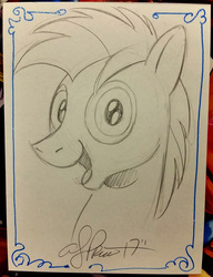 Size: 1230x1600 | Tagged: safe, artist:andy price, twilight sky, pony, g4, :d, irl, lineart, looking at you, male, open mouth, photo, smiling, solo, stallion, traditional art