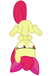 Size: 4734x7181 | Tagged: safe, artist:estories, apple bloom, earth pony, pony, g4, the super speedy cider squeezy 6000, absurd resolution, featureless crotch, female, filly, foal, frown, simple background, solo, transparent background, upside down, vector
