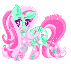 Size: 2200x2000 | Tagged: safe, artist:audra-hime, minty, g3, cute, female, g3betes, heart eyes, high res, mintabetes, simple background, solo, transparent background, wingding eyes, winter minty