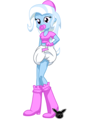 Size: 1536x2048 | Tagged: safe, artist:pikatrooper123, trixie, equestria girls, g4, abdl, bonnet, boots, cute, diaper, diatrixes, female, mittens, non-baby in diaper, pacifier, poofy diaper, shoes, solo