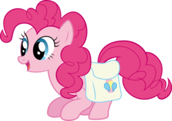 Size: 1065x751 | Tagged: safe, artist:redpandapony, pinkie pie, earth pony, pony, dragonshy, g4, bag, female, happy, open mouth, simple background, smiling, solo, transparent background, vector