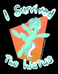 Size: 3500x4500 | Tagged: safe, artist:soulfulmirror, lyra heartstrings, pony, unicorn, g4, abstract background, excited, eyes closed, female, happy, hiatus, high res, open mouth, smiling, solo