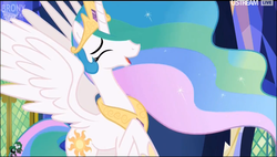 Size: 639x363 | Tagged: safe, screencap, princess celestia, alicorn, pony, celestial advice, g4, female, laughing, mare, solo