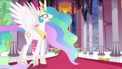 Size: 1920x1080 | Tagged: safe, screencap, princess celestia, alicorn, pony, unicorn, celestial advice, g4, discovery family logo, faic, majestic as fuck, male, royal guard, stallion