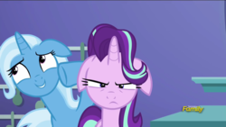 Size: 1920x1080 | Tagged: safe, screencap, starlight glimmer, trixie, pony, all bottled up, g4, annoyed, floppy ears