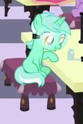 Size: 261x388 | Tagged: safe, screencap, lyra heartstrings, pony, unicorn, celestial advice, g4, cropped, female, filly, goggles, safety goggles, smiling, younger