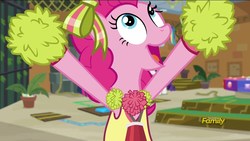Size: 1920x1080 | Tagged: safe, screencap, pinkie pie, earth pony, pony, all bottled up, g4, cheerleader, cheerleader pinkie, cute, diapinkes, escape room, female, manehattan escapes, mare, open mouth, solo