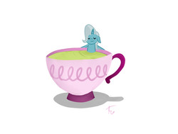 Size: 1355x1024 | Tagged: safe, artist:irzamoongrace, trixie, pony, unicorn, all bottled up, g4, cup, female, mare, relax, solo, teacup, that pony sure does love teacups, tiny ponies