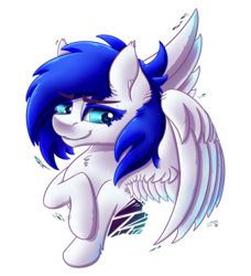 Size: 1365x1500 | Tagged: safe, artist:midnightsix3, oc, oc only, oc:melissa, pegasus, pony, blue eyes, blue hair, female, gift art, looking back, mare, simple background, smiling, solo, transparent background